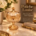 Ver mais imagens de Baleiro Potiche Decorativo Louise de Cristal Âmbar com Tampa e Pé 23cm