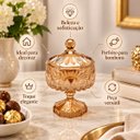 Ver imagem 4 de Baleiro Potiche Decorativo Louise de Cristal Âmbar com Tampa e Pé 23cm