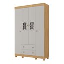 Ver imagem 2 de Guarda-roupa Infantil 122cm com Vidro 4 Portas e 2 Gavetas Fofura Multimóveis Mp4483 Madeirado/off
