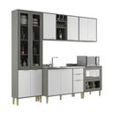 Ver imagem 2 de Cozinha Compacta Domus 10 Portas 5 Gavetas com Vidro Silver/branco - Hecol Móveis