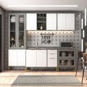 Ver imagem 1 de Cozinha Compacta Domus 10 Portas 5 Gavetas com Vidro Silver/branco - Hecol Móveis