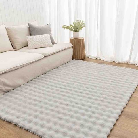 Tapete Pele Bubble 0,60 X 1,80 Prata Niazitex