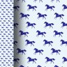 Papel de Parede Adesivo Cavalos Cavalinho Azul Escuro com Fundo Azul Claro para Quarto Sala Banheiro - 3