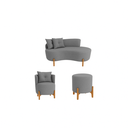 Ver imagem 1 de Kit Decorativo Sofá Curvo Orgânico + 01 Puff e Poltrona Luna Veludo Cinza - Montanaris Decor