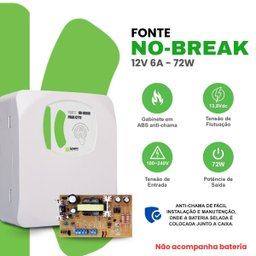 Kit 2 Fonte Nobreak 12v Cftv 6a Bivolt 72w Controle Acesso - 2