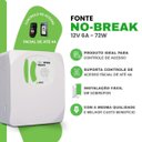 Ver imagem 3 de Kit 2 Fonte Nobreak 12v Cftv 6a Bivolt 72w Controle Acesso
