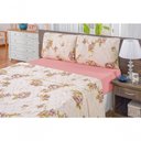 Ver imagem 1 de Jogo de Cama Malha Casal Quality 04 Peças - Estampa Rosê.