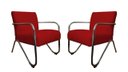 Ver imagem 1 de Kit 2 Poltronas Decorativa Bela Suede Vermelho Braço Cromado Mz Decor