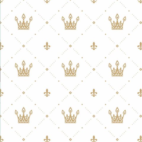 Papel de Parede Decorativo Baby Geométrico Coroas Douradas 1,5m
