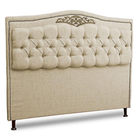 Cabeceira Estofada Box Casal King Size 195cm Linho Areia