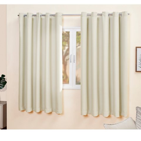 Cortina para Sala Blackout Tecido com Eliós Cromado 2.00m x1.30m Moderna:Palha