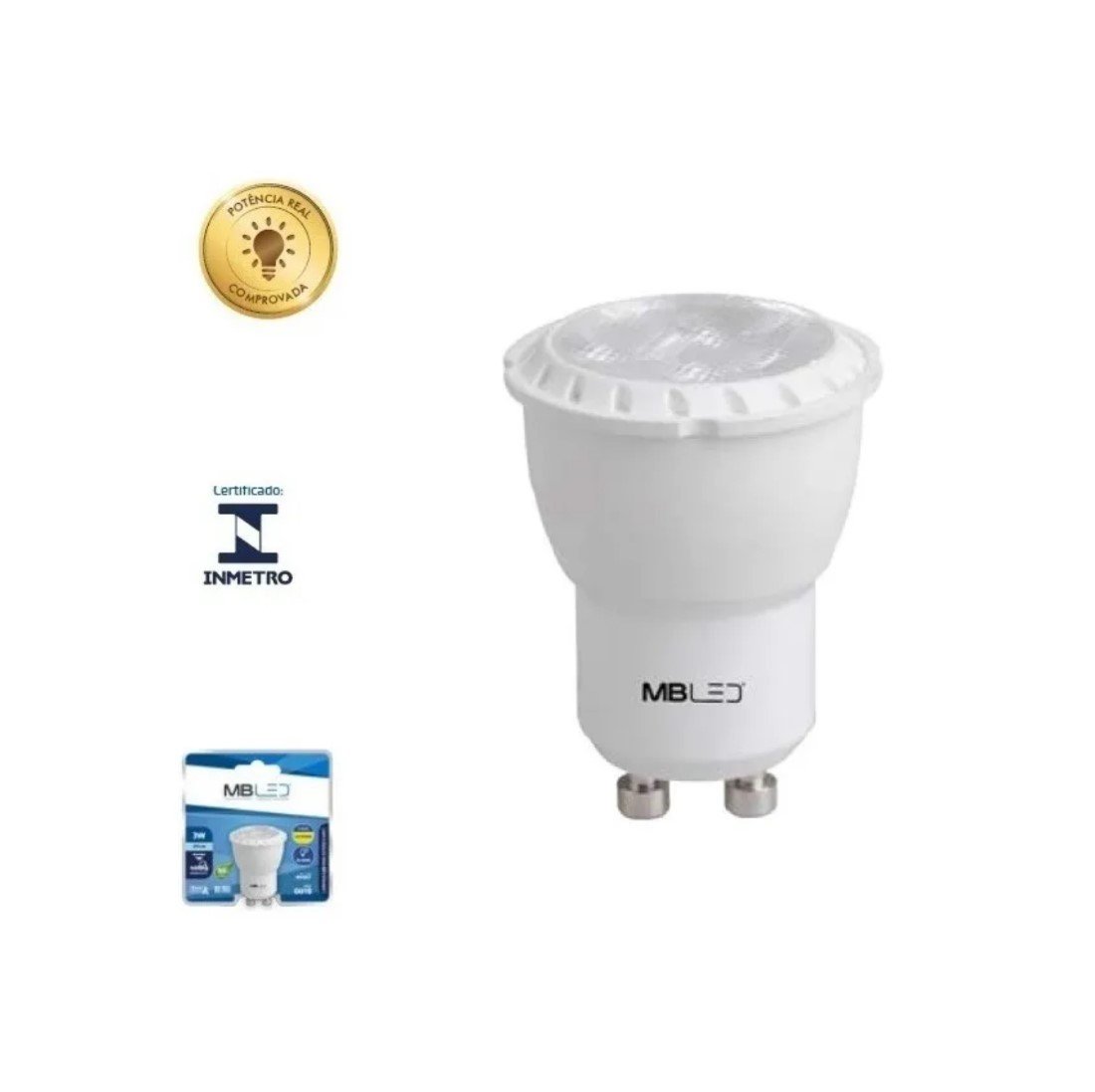 Kit Lâmpadas Led Mini Dicroica Mr11 Gu10 3w Luz Fria Mbled MBLED / Nordecor MLP5028 3 Lâmpadas - 1