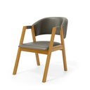 Ver imagem 4 de Kit com 2 Cadeiras Leticia Madeira Maciça Estofada para Mesa de Jantar Veludo Chumbo 109