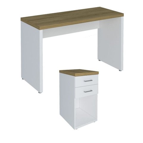 Conjunto Escritório Home Office: Mesa 6095 + Gaveteiro 6096