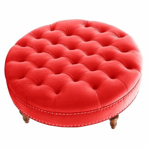Puff Amara 1 Metro Suede Slk Decor Vermelho