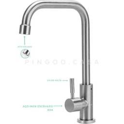 Torneira para cozinha em Aço Escovado Tinguá Pingoo.casa - Prata - 5