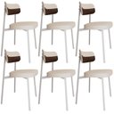 Ver imagem 1 de Kit 06 Cadeiras Estofada para Sala de Jantar Astrid Branco C01 Linho Palha Courino Whisky - Lyam