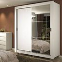 Ver imagem 1 de Guarda-Roupa Solteiro Madesa Dallas Plus 2 Portas de Correr com Espelho 4 Gavetas com Pés Branco Cor
