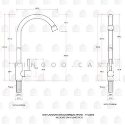 Torneira para Cozinha em Aço inox Escovado Aporé Pingoo.casa - Prata - 6