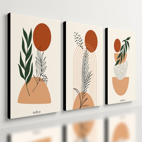 Kit 3 Quadro Decorativo Arte Moderna Luxo Sala Boho Qualidade Premium 40x28cm