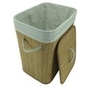 Ver imagem 3 de Cesto De Roupa Em Bambu Retangular Cor Palha 50x40x30cm - Marrom amarelado
