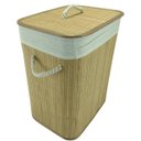 Ver imagem 1 de Cesto De Roupa Em Bambu Retangular Cor Palha 50x40x30cm - Marrom amarelado