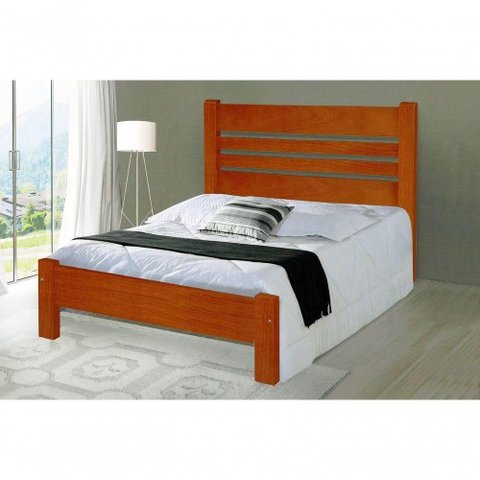 Cama Super King Size Prime de Madeira Maciça Angelim Pedra/tauari - Cor Mel