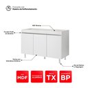 Ver mais imagens de Balcão Buffet Gabinete de Cozinha Lux 120cm 100% Mdf com Tampo 03 Portas Branco - Desk Design