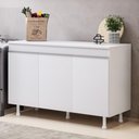 Ver imagem 5 de Balcão Buffet Gabinete de Cozinha Lux 120cm 100% Mdf com Tampo 03 Portas Branco - Desk Design