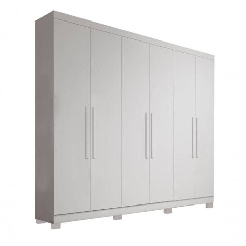 Guarda-roupa Solteiro 6 Portas 1,80m com Pés - Sergipe-branco - Bianchi Móveis