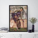Ver imagem 2 de Quadro Decorativo Pin Up Tatuada 45x34cm - com vidro:Madeira branca