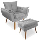 Ver imagem 1 de Poltrona Decorativa Opala  com Puff Suede Cinza