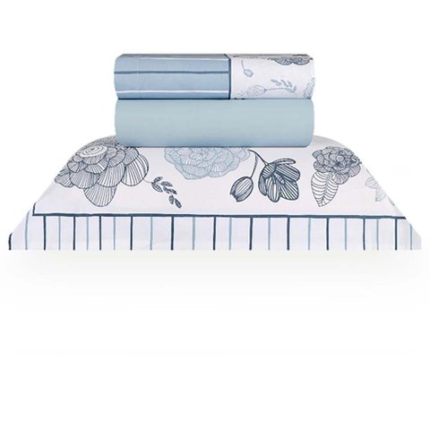 Jogo de Cama Solteiro 180 Fios Serena - Naturalle Fashion Estampado