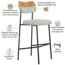 Ver imagem 4 de Kit 08 Banquetas Alta Bar Cozinha Sala Jantar Preto Elira L02 Couríssimo Whisky Linho Cinza - Lyam