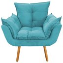 Ver imagem 3 de Poltrona Decorativa Sala Recepção Escritório Deluxe com Puff Suede Turquesa