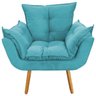 Poltrona Decorativa Sala Recepção Escritório Deluxe com Puff Suede Turquesa - 3