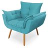 Poltrona Decorativa Sala Recepção Escritório Deluxe com Puff Suede Turquesa - 4