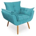 Ver imagem 2 de Poltrona Decorativa Sala Recepção Escritório Deluxe com Puff Suede Turquesa