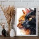 Ver imagem 2 de Quadro Gato Preto e Caramelo - Aquarela 33x24cm:moldura Branca