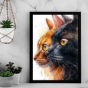 Ver imagem 1 de Quadro Gato Preto e Caramelo - Aquarela 33x24cm:moldura Branca