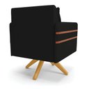 Ver imagem 4 de Kit 02 Poltronas Linho Base De Madeira Ma30 A79 Preto