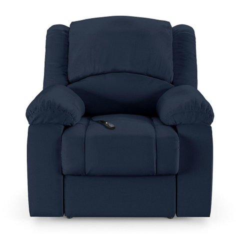 Poltrona do Papai Reclinável Sala de Cinema Barcelona Controle Elétrico Usb Pu Azul