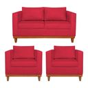 Ver imagem 1 de Kit Sofá 3 Lugares e 2 Poltronas Europa 180 cm Estilo Conforto e Elegância Suede Vermelho