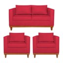 Ver imagem 1 de Kit Sofá 3 Lugares e 2 Poltronas Europa 180 cm Estilo Conforto e Elegância Suede Vermelho