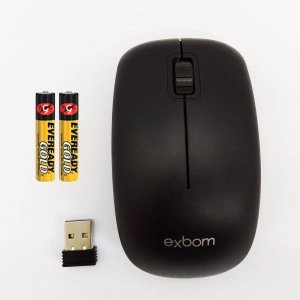 Mouse sem Fio com Pilha Alcance de 10 Metros Ms-s22 Preto - Exbom
