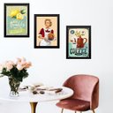 Ver imagem 1 de Kit 3 Quadros Vintage Copa e Cozinha - Pin Up 33x24cm - com Vidro:madeira Preta