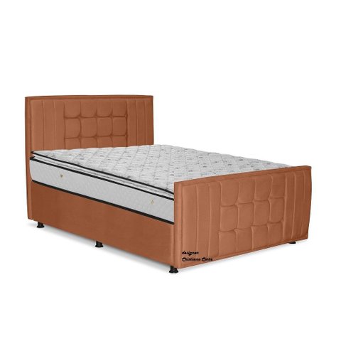 Cama com Cabeceira Casal Estofada Uvaia 140cm Suede: Terracota