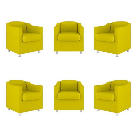 Kit 6 Cadeiras Poltronas Decorativas Espera Clinica Dentista Cor:amarelo