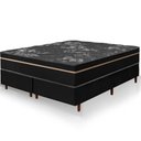 Ver imagem 2 de Cama Box Preta + Colchão Queen Size Bariloche Preto Molas Ensacadas One Face 158x198x63cm