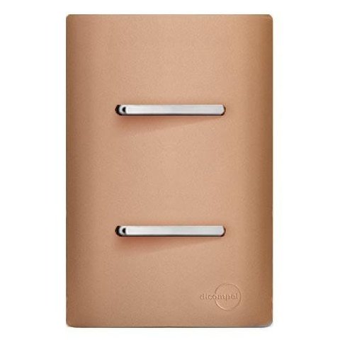 Conjunto Interruptor Duplo (1 Simples + 1 Paralelo) Horizontal 4x2 Ouro Rose Cromado Dnv1500/7orcr